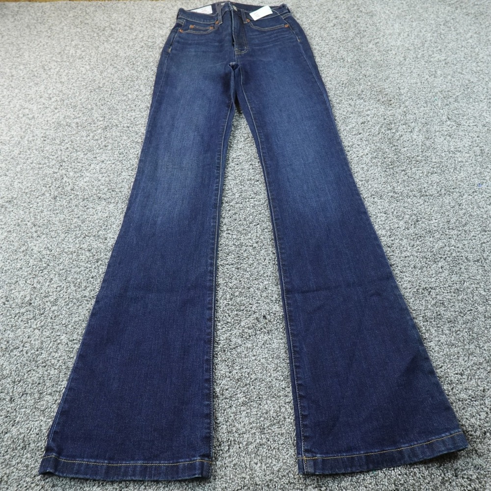 NEW Gap Jeans Womens 25 Dark Blue Denim Pants High Rise Flare Bell Stretch Boho